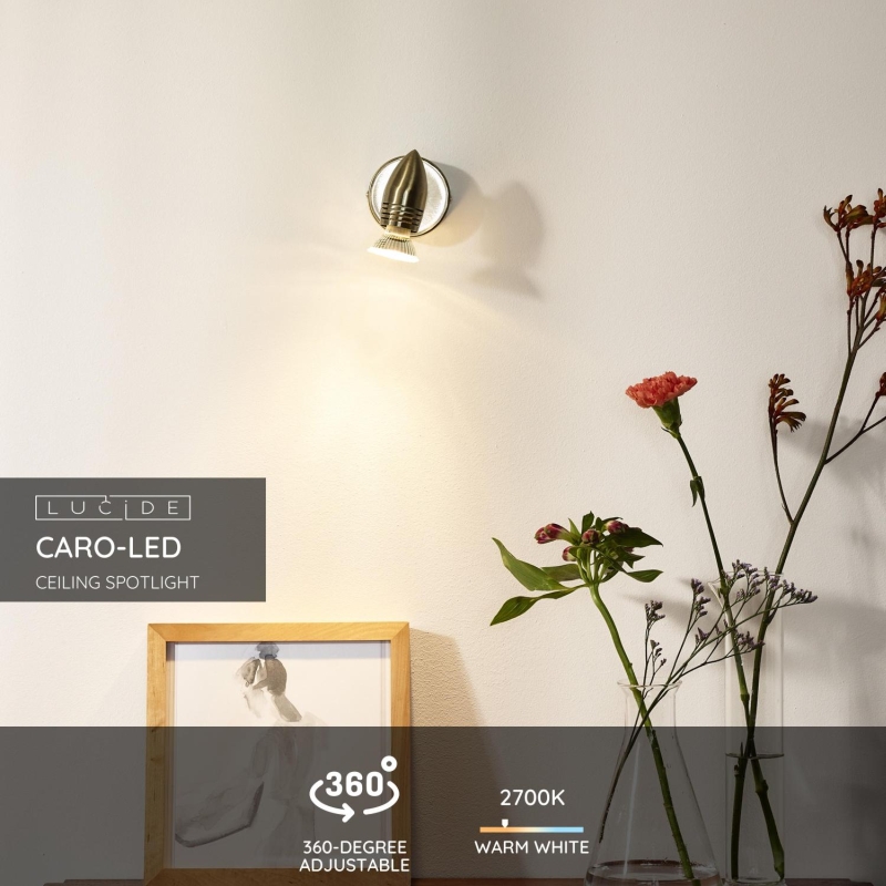 Lucide CARO-LED - Stropné bodové svietidlo - Ø 9 cm - LED - GU10 - 1x5W 2700K - Satin Chrome